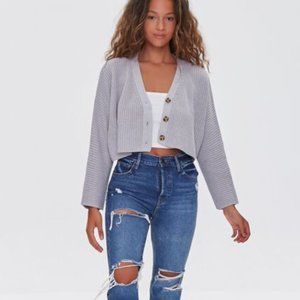 Forever 21 Women's Cotton Ribbed Cropped Cardigan Sweater - Various sizes